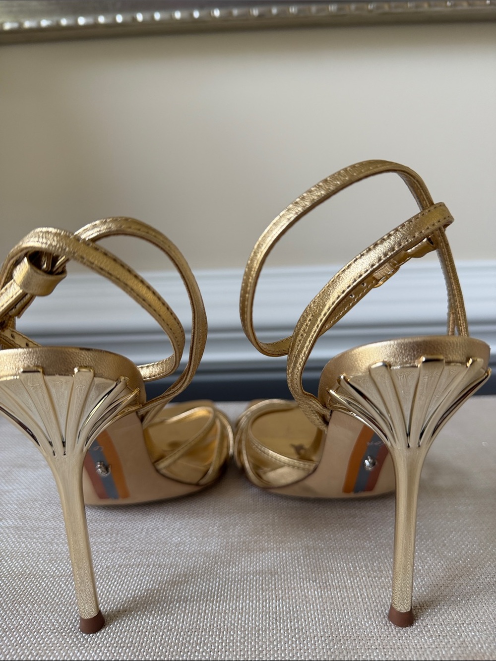 Sam Edelman Metallic Gold Strappy High Heel Sandals - Picture 4 of 11